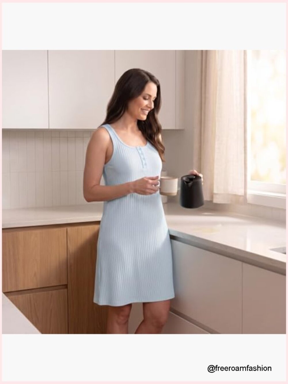 Sleeveless Henley Nightgown Soft Stretch Tank Sleep Shirt Dress Size M - Picture 6 of 6